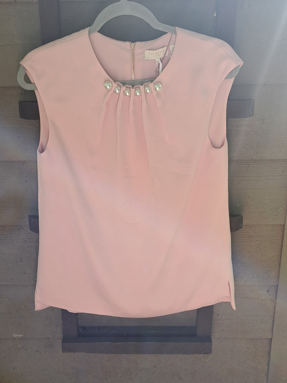 Ted Baker Pale Pink pearl Embellished Sleeveless Top
